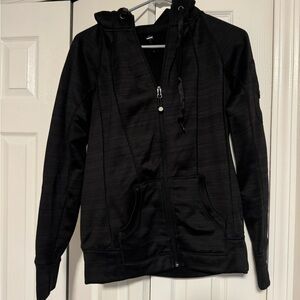 Black jacket, warm fuzzy inside.